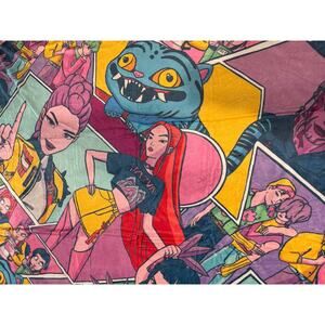 KPop Demon Hunters Throw Blanket 51x57 Rumi Mira Zoey Jinu Derpy Plush